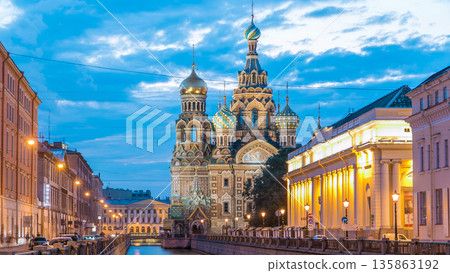 Church of the Savior on Spilled Blood night to day timelapse hyperlapse. Church of the Savior on Spilled Blood night to day timelapse hyperlapse. 135863192