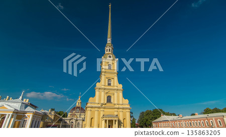 Peter and Paul Fortress timelapse hyperlapse. Petropavlovskaya Krepost. Citadel of St. Petersburg, Russia Peter and Paul Fortress timelapse hyperlapse. Petropavlovskaya Krepost. Citadel of St. Petersburg, Russia 135863205