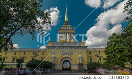 The Admiralty building timelapse hyperlapse. Saint Petersburg, Russia The Admiralty building timelapse hyperlapse. Saint Petersburg, Russia 135863220