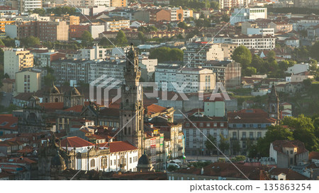 Rooftops of Porto's old town on a warm spring day timelapse before sunset, Porto, Portugal Rooftops of Porto's old town on a warm spring day timelapse before sunset, Porto, Portugal 135863254