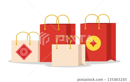 Chinese New Year Gift Bags Vector illustration Chinese New Year Gift Bags Vector illustration 135863285