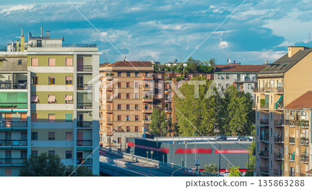 Modern buildings in the new area of Portello timelapse, Milan, Italy Modern buildings in the new area of Portello timelapse, Milan, Italy 135863288