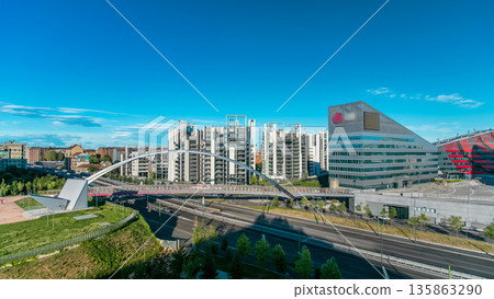 Modern bridge and buildings in the new area of Portello timelapse, Milan, Italy Modern bridge and buildings in the new area of Portello timelapse, Milan, Italy 135863290