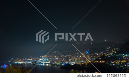 Cityscape of Monte Carlo at night timelapse, Monaco. Cityscape of Monte Carlo at night timelapse, Monaco. 135863335