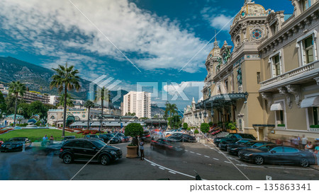 Grand Casino in Monte Carlo timelapse, Monaco. historical building 135863341