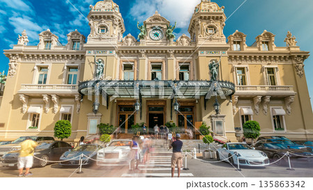 Grand Casino in Monte Carlo timelapse, Monaco. historical building 135863342