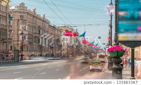 Street view of the Nevsky Prospekt timelapse near Uprising Square in St Petersburg. Russia Street view of the Nevsky Prospekt timelapse near Uprising Square in St Petersburg. Russia 135863367