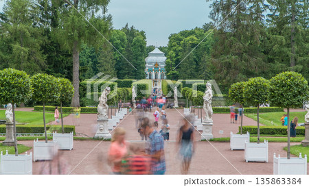 Tsarskoye Selo Pushkin timelapse, Saint Petersburg, Russia, Alley in the Park , Trees and shrubs 135863384