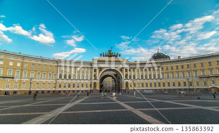 The General Staff building timelapse hyperlapse - a historic building, is located on the Palace Square in St. Petersburg. The General Staff building timelapse hyperlapse - a historic building, is located on the Palace Square in St. Petersburg. 135863392