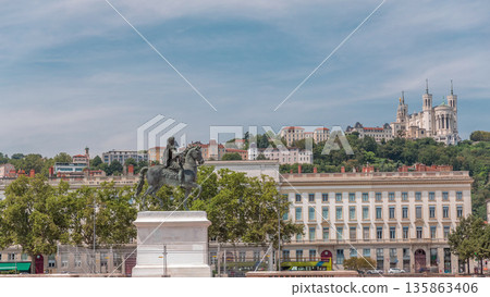 Hyperlapse of Place Bellecour in Lyon, France, the largest pedestrian square in Europe. Hyperlapse of Place Bellecour in Lyon, France, the largest pedestrian square in Europe. 135863406