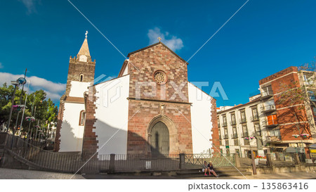 Catholic church in Funchal, Madeira island, Portugal timelapse hyperlapse Catholic church in Funchal, Madeira island, Portugal timelapse hyperlapse 135863416