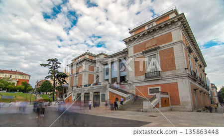 Entrance to the National Museum of the Prado timelapse hyperlapse. Spain, Madrid 135863448
