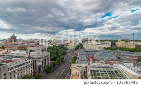 Madrid timelapse panorama aerial view of Madrid Post Palacio comunicaciones, Spain 135863449