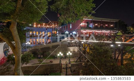 Illuminated Bridge of Sighs night timelapse hyperlapse. 135863583