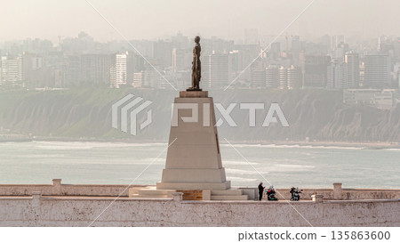 Panoramic aerial view of Cityscape of Lima from Morro Solar hill timelapse hyperlapse, Peru. Panoramic aerial view of Cityscape of Lima from Morro Solar hill timelapse hyperlapse, Peru. 135863600