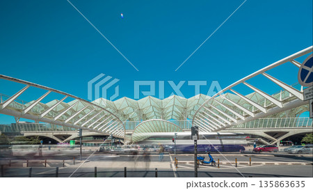 Lisbon Oriente Train and Bus Station timelapse hyperlapse. Lisbon, Portugal Lisbon Oriente Train and Bus Station timelapse hyperlapse. Lisbon, Portugal 135863635