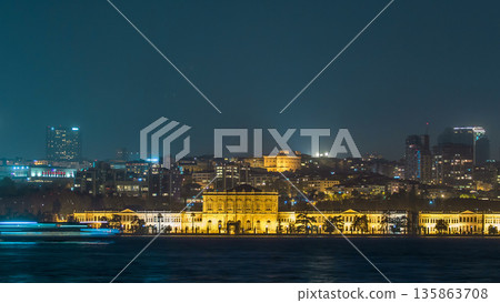 Mimar Sinan University night timelapse. Besiktas district in Istanbul taken from asian part of the city. 135863708