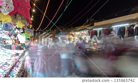 The colorful souk in the old city of Jerusalem Israel night timelapse 135863742
