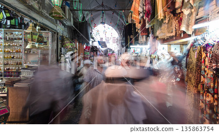 The colorful souk in the old city of Jerusalem Israel timelapse hyperlapse 135863754
