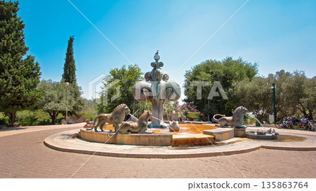 The Lions Fountain timelapse hyperlapse located in a park in the Yemin Moshe. JERUSALEM, ISRAEL The Lions Fountain timelapse hyperlapse located in a park in the Yemin Moshe. JERUSALEM, ISRAEL 135863764