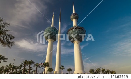 The Kuwait Towers timelapse hyperlapse - the best known landmark of Kuwait City. Kuwait, Middle East The Kuwait Towers timelapse hyperlapse - the best known landmark of Kuwait City. Kuwait, Middle East 135863769