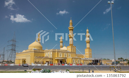 Modern Mosque Building in Kuwait timelapse hyperlapse Modern Mosque Building in Kuwait timelapse hyperlapse 135863792