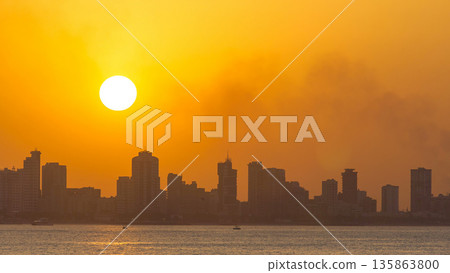 Kuwait cityscape during the sunset timelapse Kuwait cityscape during the sunset timelapse 135863800