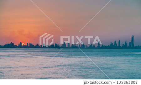 Kuwait cityscape during the sunset timelapse Kuwait cityscape during the sunset timelapse 135863802