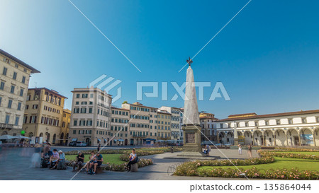 Public Square of Santa Maria Novella timelapse hyperlapse - one of the more important public squares in Florence. 135864044