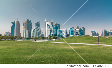 The high-rise district of Doha timelapse hyperlapse 135864082
