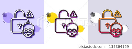 Cyber attack line icon. Halftone dotted pattern. Gradient icon with grain shadow. Ransomware threat sign. Password cracking symbol. Line cyber attack icon. Various designs. Vector Cyber attack line icon. Halftone dotted pattern. Gradient icon with grain shadow. Ransomware threat sign. Password cracking symbol. Line cyber attack icon. Various designs. Vector 135864169