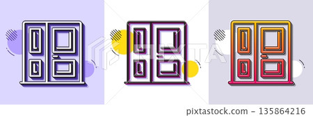 Entrance line icon. Halftone dotted pattern. Gradient icon with grain shadow. Entry door sign. Building exit symbol. Line entrance icon. Various designs. Vector Entrance line icon. Halftone dotted pattern. Gradient icon with grain shadow. Entry door sign. Building exit symbol. Line entrance icon. Various designs. Vector 135864216