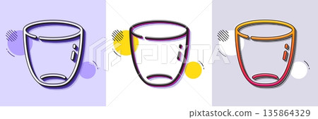 Glass line icon. Halftone dotted pattern. Gradient icon with grain shadow. Tableware cup sign. Drink crockery kitchenware pot symbol. Line glass icon. Various designs. Vector 135864329