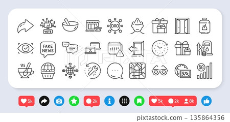 Online shopping, Marketplace and Cooking mix line icons pack. Social media: share, comment, like icons. Text message, Web photo, Logistics network web icon. Vector Online shopping, Marketplace and Cooking mix line icons pack. Social media: share, comment, like icons. Text message, Web photo, Logistics network web icon. Vector 135864356