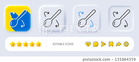 Cooking spoon line icon. Neumorphic, Flat shadow, 3d buttons. Cutlery sign. Food mix symbol. Line cooking spoon icon. Social media icons. Vector Cooking spoon line icon. Neumorphic, Flat shadow, 3d buttons. Cutlery sign. Food mix symbol. Line cooking spoon icon. Social media icons. Vector 135864359