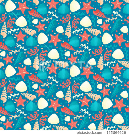 Seamless pattern with seashells Seamless pattern with seashells 135864626