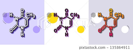 Chemical formula line icon. Halftone dotted pattern. Gradient icon with grain shadow. Chemistry lab sign. Analysis symbol. Line chemical formula icon. Various designs. Vector 135864911