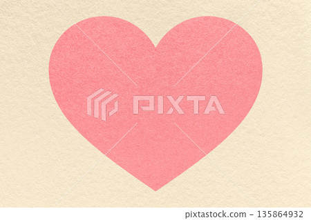 Pink heart on light cream paper texture background with copy space for Valentines Day banner, template or greeting card Pink heart on light cream paper texture background with copy space for Valentines Day banner, template or greeting card 135864932