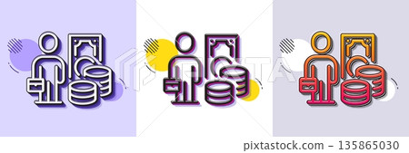 Money profit line icon. Halftone dotted pattern. Gradient icon with grain shadow. Person with suitcase sign. Business skill symbol. Line money profit icon. Various designs. Vector Money profit line icon. Halftone dotted pattern. Gradient icon with grain shadow. Person with suitcase sign. Business skill symbol. Line money profit icon. Various designs. Vector 135865030