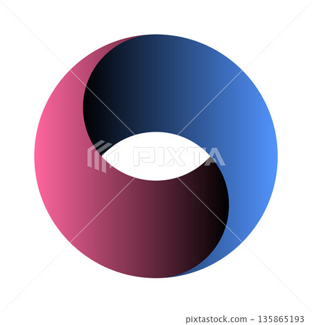 Image of a circular cycle diagram divided into two parts. 3D gradient circular cycle diagram infographic material. Image of a circular cycle diagram divided into two parts. 3D gradient circular cycle diagram infographic material. 135865193