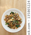 Authentic Thai Pad See Ew Stir-Fried Rice Noodles with Chicken and Chinese Broccoli 135865224