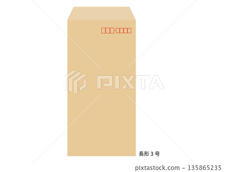 Long size 3 craft brown envelope illustration icon material 135865235