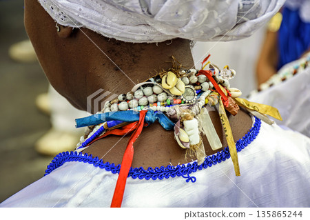 A typical afro necklace with colorful beads A typical afro necklace with colorful beads 135865244