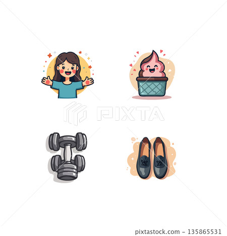 A collection of icons representing healthy lifestyle choices, including exercise, healthy habits, self-care, and mindful decisions for well-being. A collection of icons representing healthy lifestyle choices, including exercise, healthy habits, self-care, and mindful decisions for well-being. 135865531