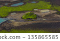 Aerial View of Moss Covered Volcanic Landscape in Iceland 135865585