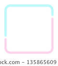 Pink and light blue neon lines glowing square frame background (transparent/white background) 135865609