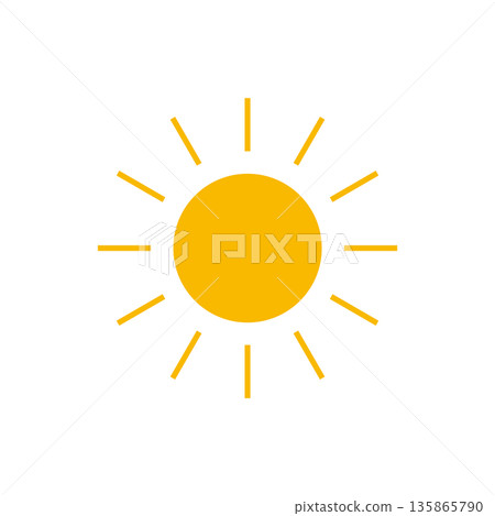 簡單的太陽圖標，橙色，天氣插圖素材 135865790
