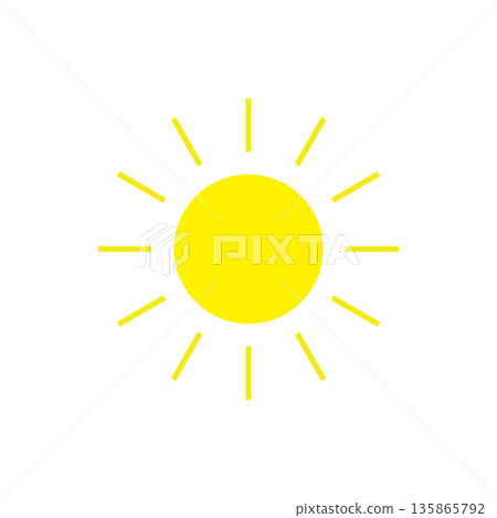 Yellow sun weather icon bright simple material 135865792