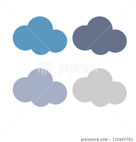 雲圖示集 天氣插畫 簡約材質 135865793