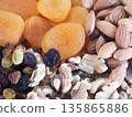 Different dry fruits. 135865886